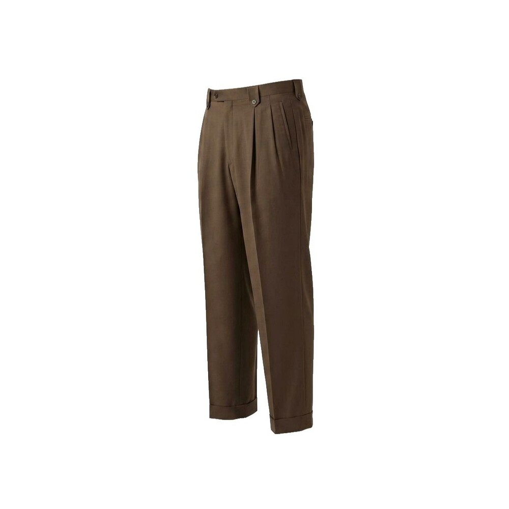 VTG Tiglio Luxe Men's 40x29 Pleated Italian Made Wide Leg Wool Pants Solid Brown